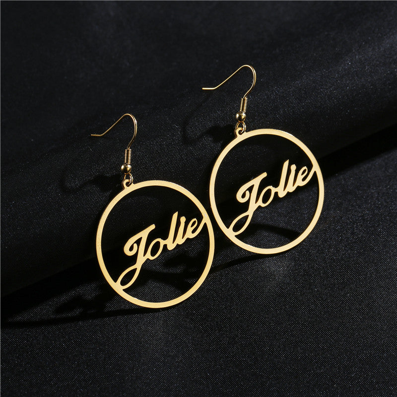1 Pair Personalized Nameplate Studs Name Earrings