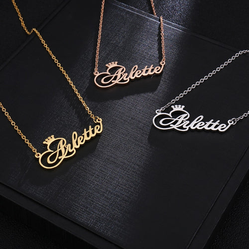 Personalized Name Crown Necklace Handmade