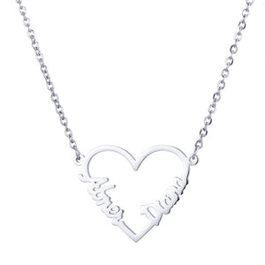 Rose Gold Love Heart Personalized Name Necklaces