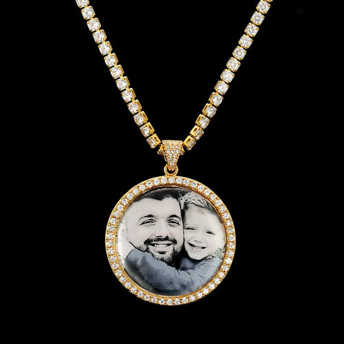 Custom Photo Memory Medallions Solid Pendant Necklace