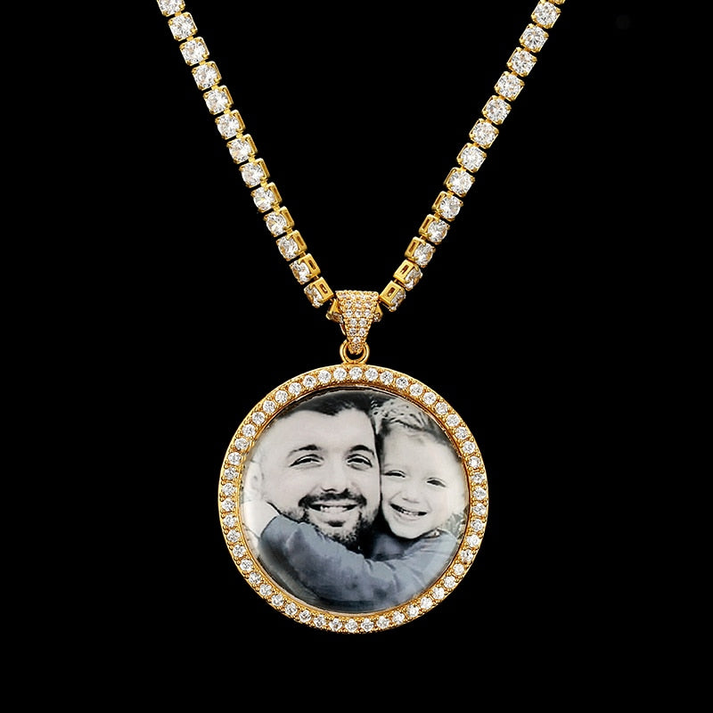 Custom Photo Memory Medallions Solid Pendant Necklace